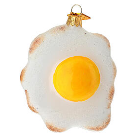 Fried egg blown glass Christmas tree ornament