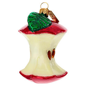 Apple core, blown glass Christmas tree ornament