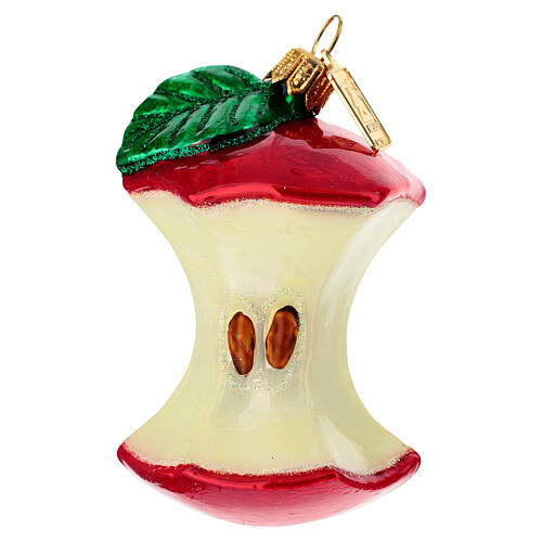 Corazón de manzana adorno vidrio soplado árbol Navidad 1