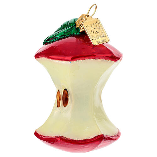 Apple core blown glass Christmas tree ornament 3