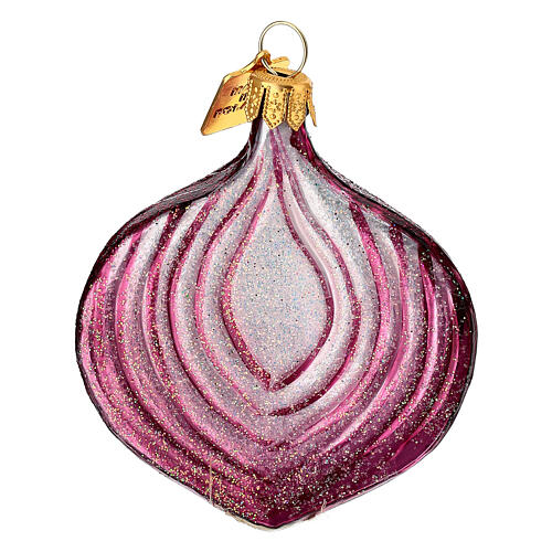 Cebolla roja adorno vidrio soplado árbol Navidad 1