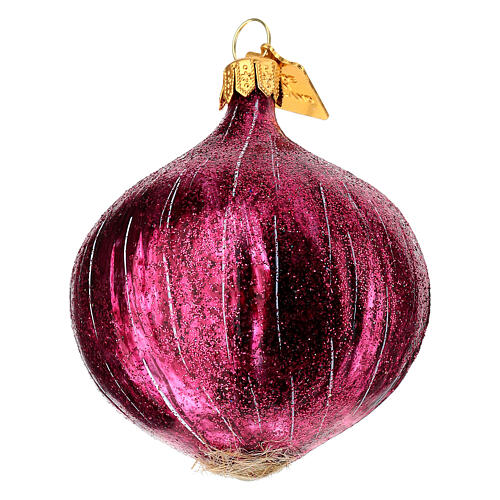 Cipolla rossa addobbo vetro soffiato albero Natale 3