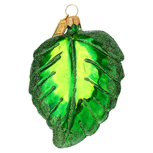 Coccinelle sur feuille verte en verre soufflé décoration sapin Noël 4