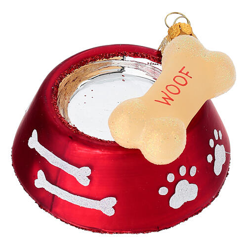 Ciotola del cane con osso vetro soffiato albero Natale 2
