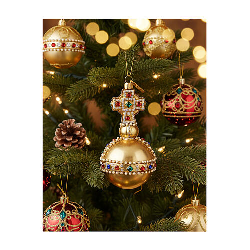 Orbe crucigère décoration sapin de Noël verre soufflé 2