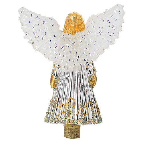 Golden angel, blown glass Christmas tree topper 7