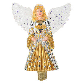 Puntale albero Natale angelo dorato vetro soffiato