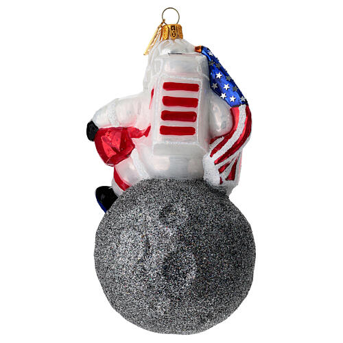 Santa Claus on the Moon, blown glass Christmas tree ornament 5
