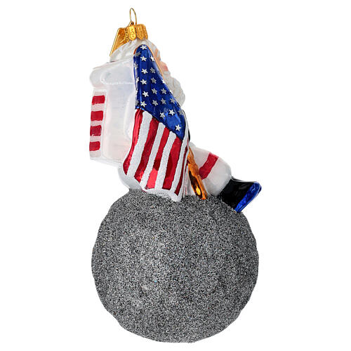 Père Noël astronaute sur la Lune décoration verre soufflé Sapin de Noël 4