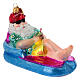 Santa Claus by the pool, blown glass Christmas tree ornament s3