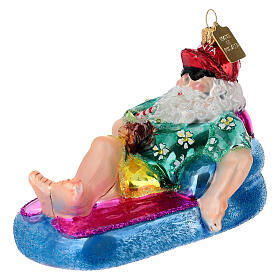 Babbo Natale bordo piscina addobbo albero vetro soffiato