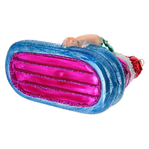 Pai Natal na piscina enfeite árvore vidro soprado 6