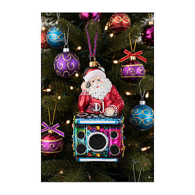 Weihnachtsmann als DJ, Weihnachtsbaumschmuck aus mundgeblasenem Glas