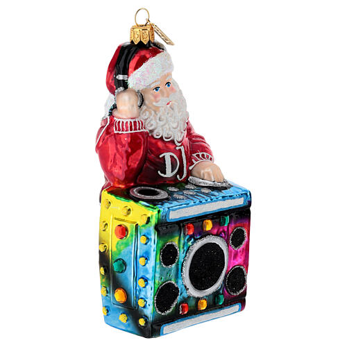 Babbo Natale DJ decoro albero Natale vetro soffiato 3