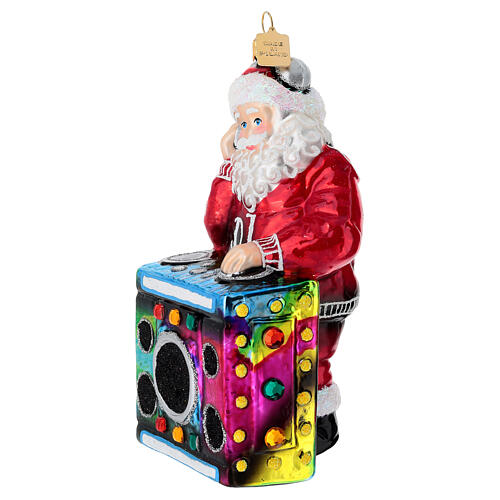Babbo Natale DJ decoro albero Natale vetro soffiato 4