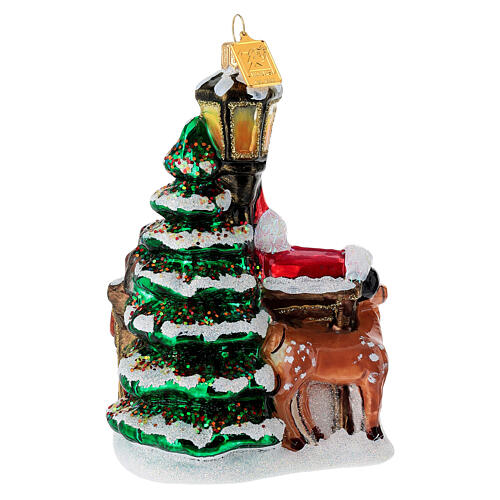 Weihnachtsmann mit Waldbewohnern, Weihnachtsbaumschmuck aus mundgeblasenem Glas 5