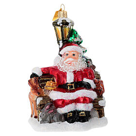 Pai Natal animais floresta vidro soprado árvore Natal