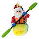 Babbo Natale sul kayak decoro albero vetro soffiato s1