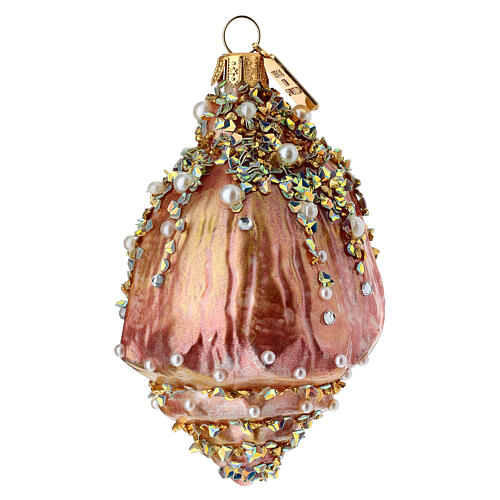 Blown glass Christmas tree ornament: turreted shell 4