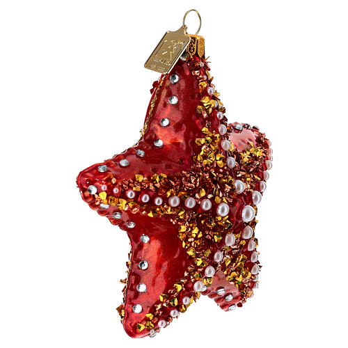 Blown glass starfish, Christmas tree ornament 3