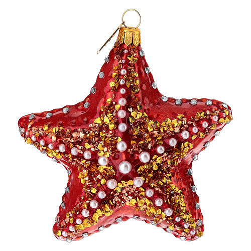 Estrella de mar vidrio soplado adorno árbol Navidad 1