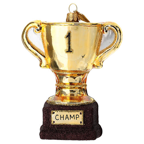 Troféu taça enfeite árvore Natal vidro soprado 1