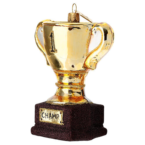 Troféu taça enfeite árvore Natal vidro soprado 2