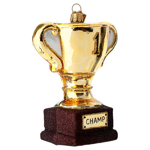 Blown glass trophy cup Christmas ornament 3