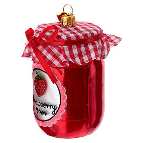 Strawberry jam Christmas tree ornament in blown glass