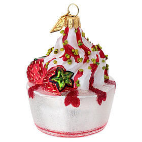 Strawberry and pistachio yogurt, blown glass Christmas tree decoration