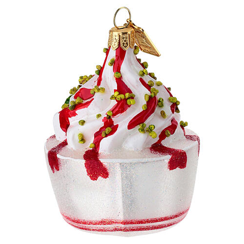 Yaourt aux fraises décoration de Noël en verre soufflé pour sapin 4