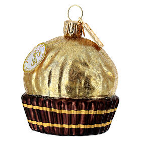 Praliné de chocolate y avellanas adorno árbol Navidad vidrio soplado