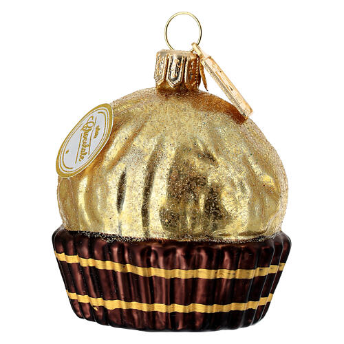 Praliné de chocolate y avellanas adorno árbol Navidad vidrio soplado 2