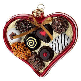 Scatola cioccolatini a cuore decoro vetro soffiato albero Natale