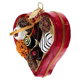 Scatola cioccolatini a cuore decoro vetro soffiato albero Natale