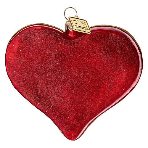 Heart-shaped box of chocolates blown-glass Christmas tree ornament 4