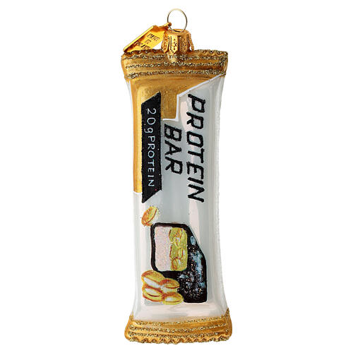 Protein bar, blown glass Christmas tree ornament 1