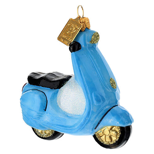 Vintage scooter blown glass Christmas ornament 3