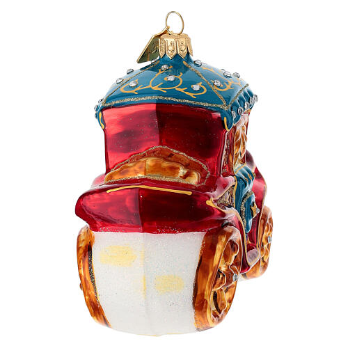 Carrozza reale decoro albero Natale vetro soffiato 4