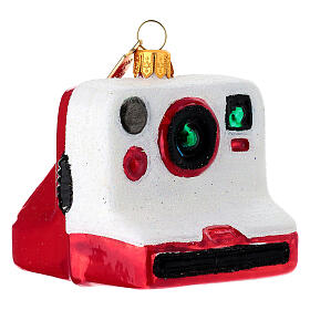 Macchina fotografica istantanea addobbo albero Natale vetro soffiato