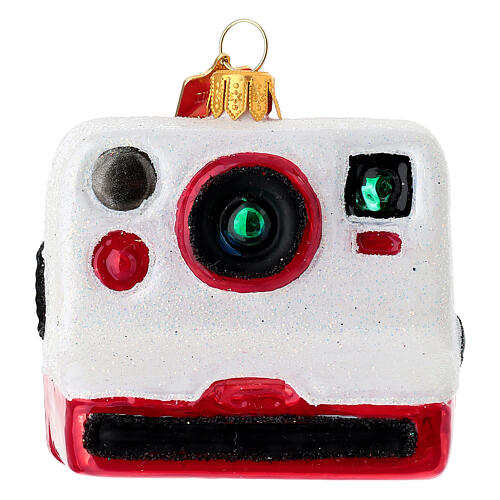 Macchina fotografica istantanea addobbo albero Natale vetro soffiato 1