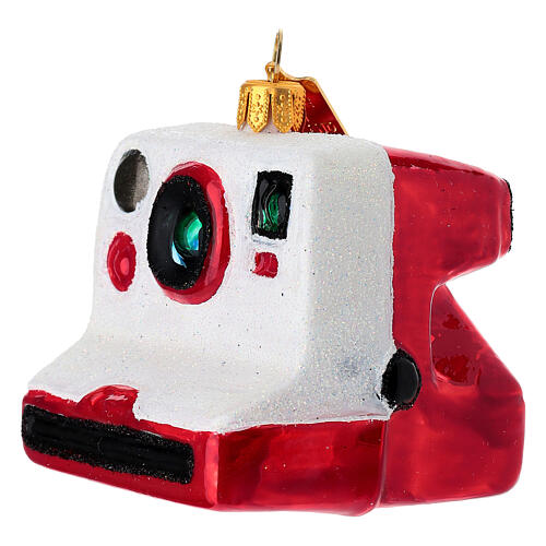 Macchina fotografica istantanea addobbo albero Natale vetro soffiato 3
