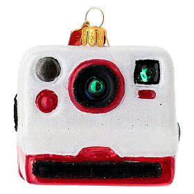 Instant-print camera blown glass Christmas tree ornament
