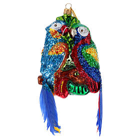 Pair of blown glass parrots, Christmas tree ornament