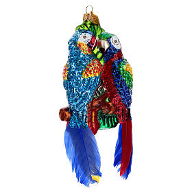 Pareja loros vidrio soplado adorno árbol Navidad