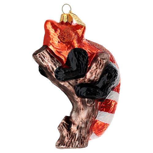 Panda rouge décoration sapin Noël verre soufflé 5