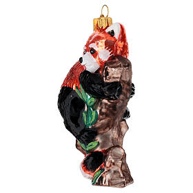 Panda rosso decoro albero Natale vetro soffiato
