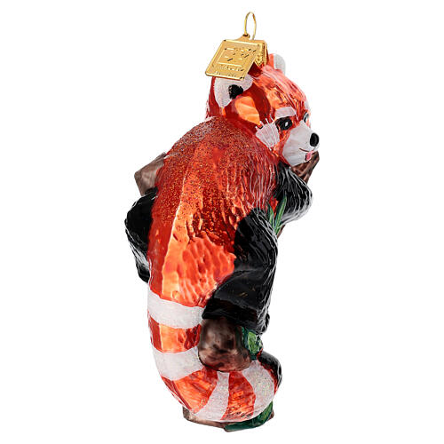 Panda rosso decoro albero Natale vetro soffiato 3