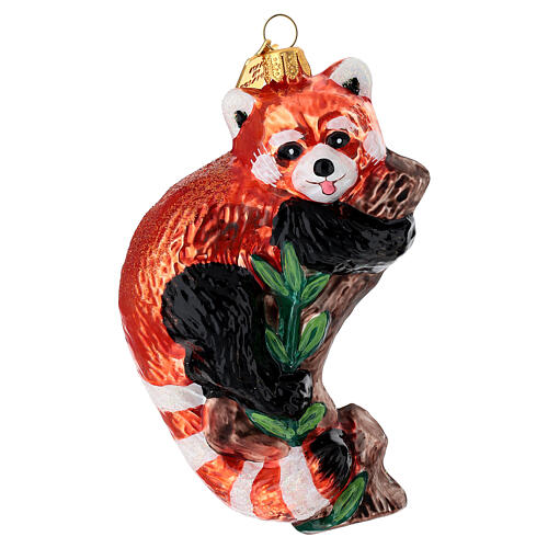 Panda vermelho enfeite de árvore de Natal vidro soprado 1