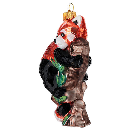 Panda vermelho enfeite de árvore de Natal vidro soprado 3